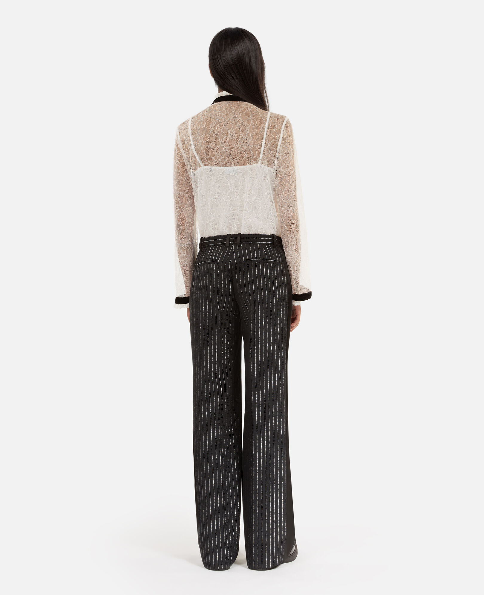 The Kooples MUJER BLACK pantalón traje recto rayas negro
