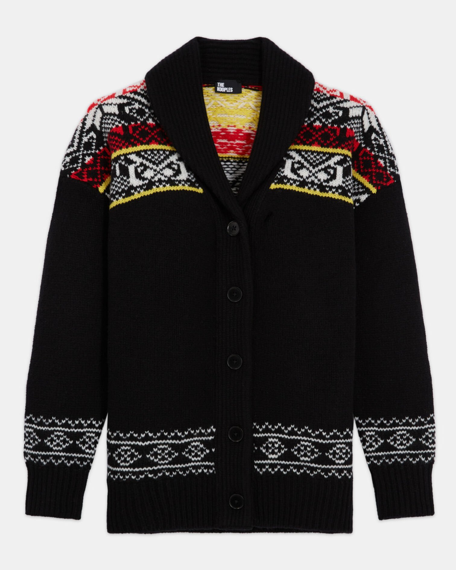 Patterned wool cardigan, BLACK / RED / YELLOW, hi-res image number null