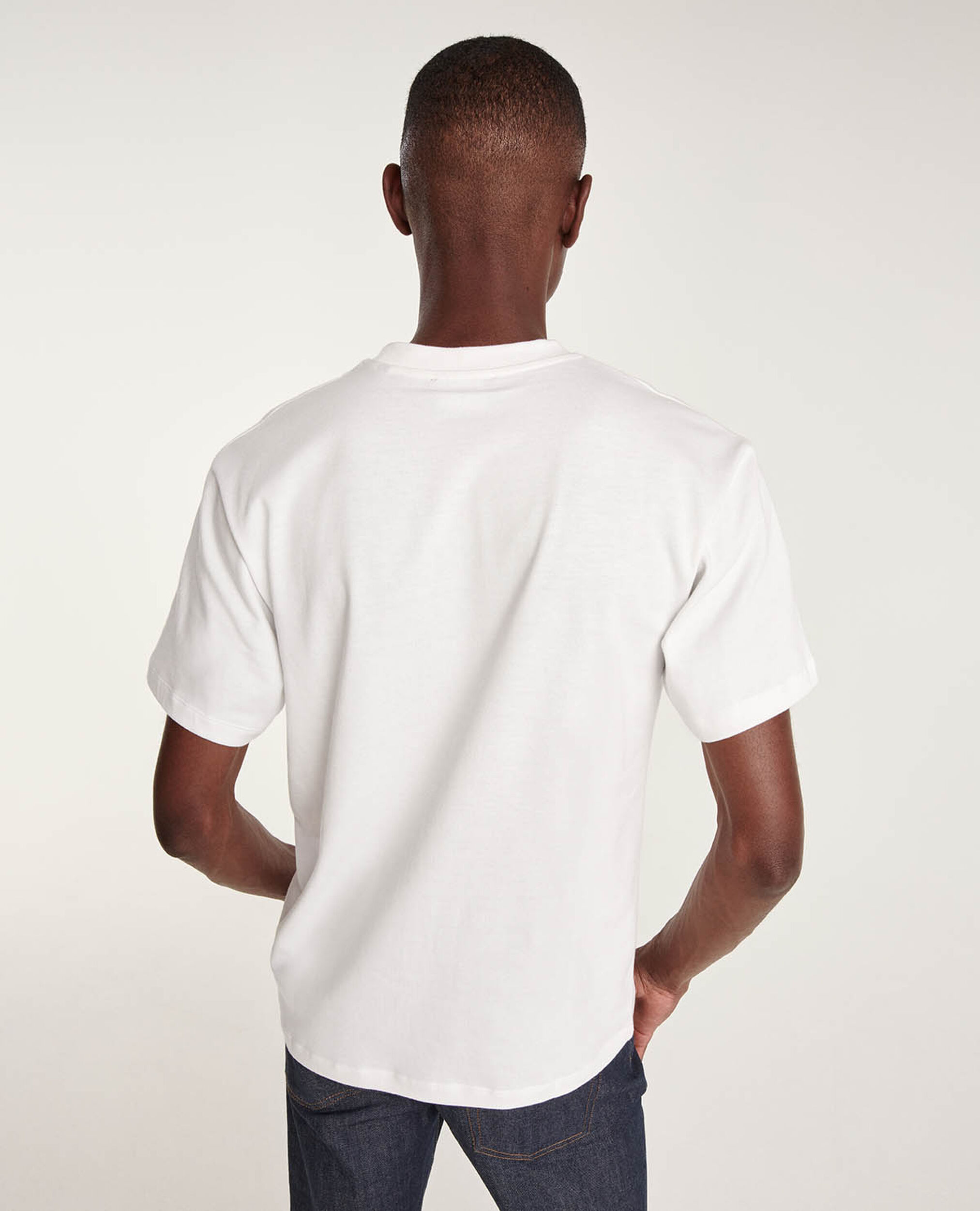 Camiseta blanca, algodón, logotipo estampado, WHITE, hi-res image number null