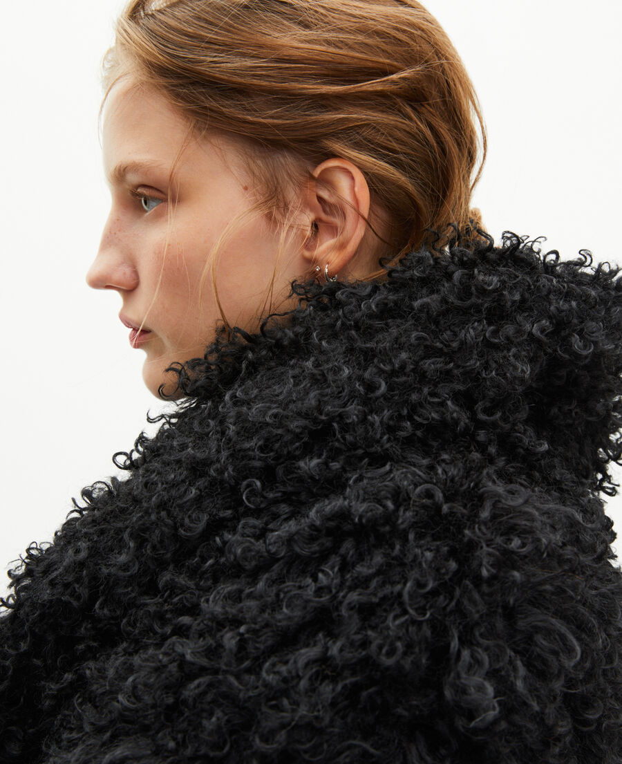 The Kooples MUJER BLACK abrigo corto negro efecto pelo