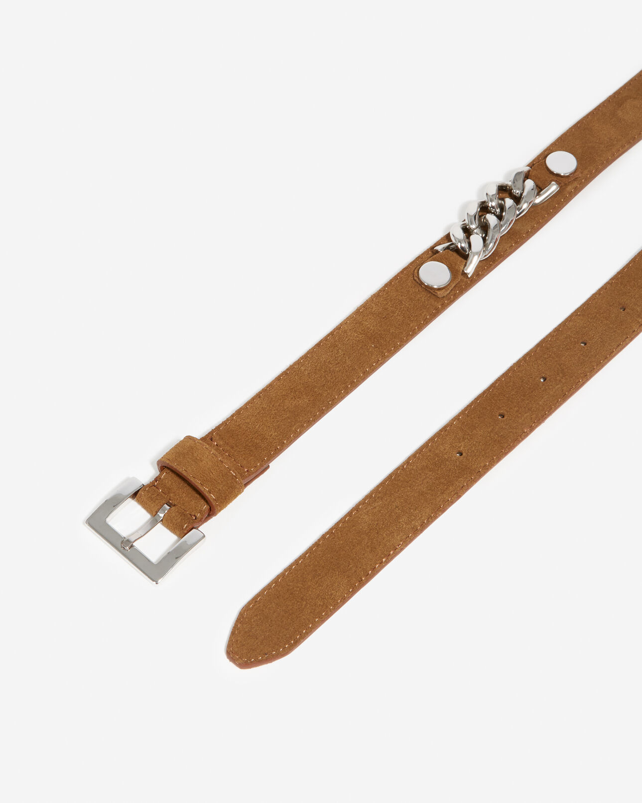 The Kooples FEMME CAMEL ceinture daim fine camel à chaîne
