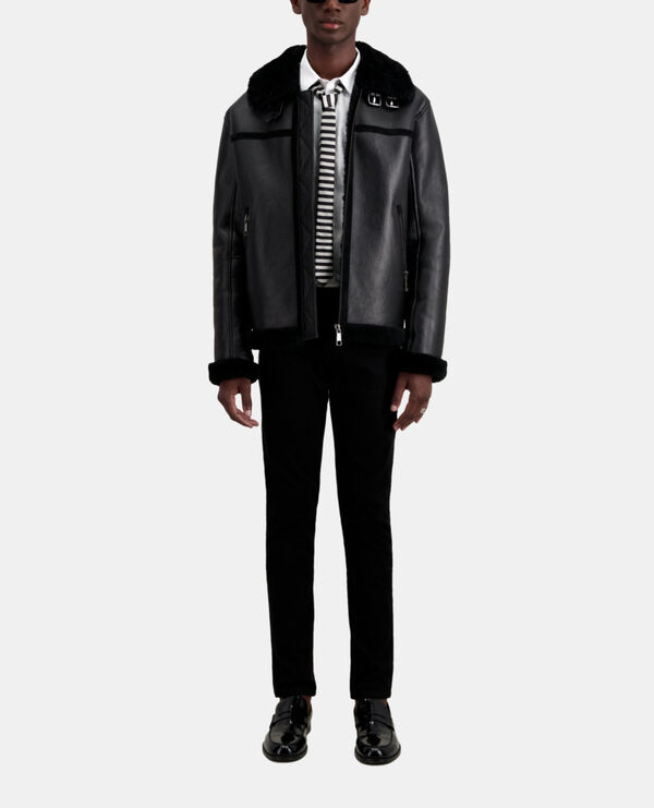 black shearling jacket