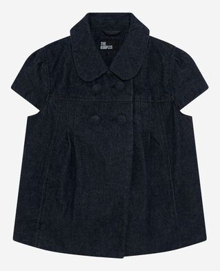 The Kooples WOMEN BLUE ELECTRIC short-sleeved jacket in dark blue denim