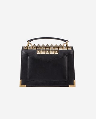 The Kooples WOMEN BLACK emily small bag in black leather with spikes