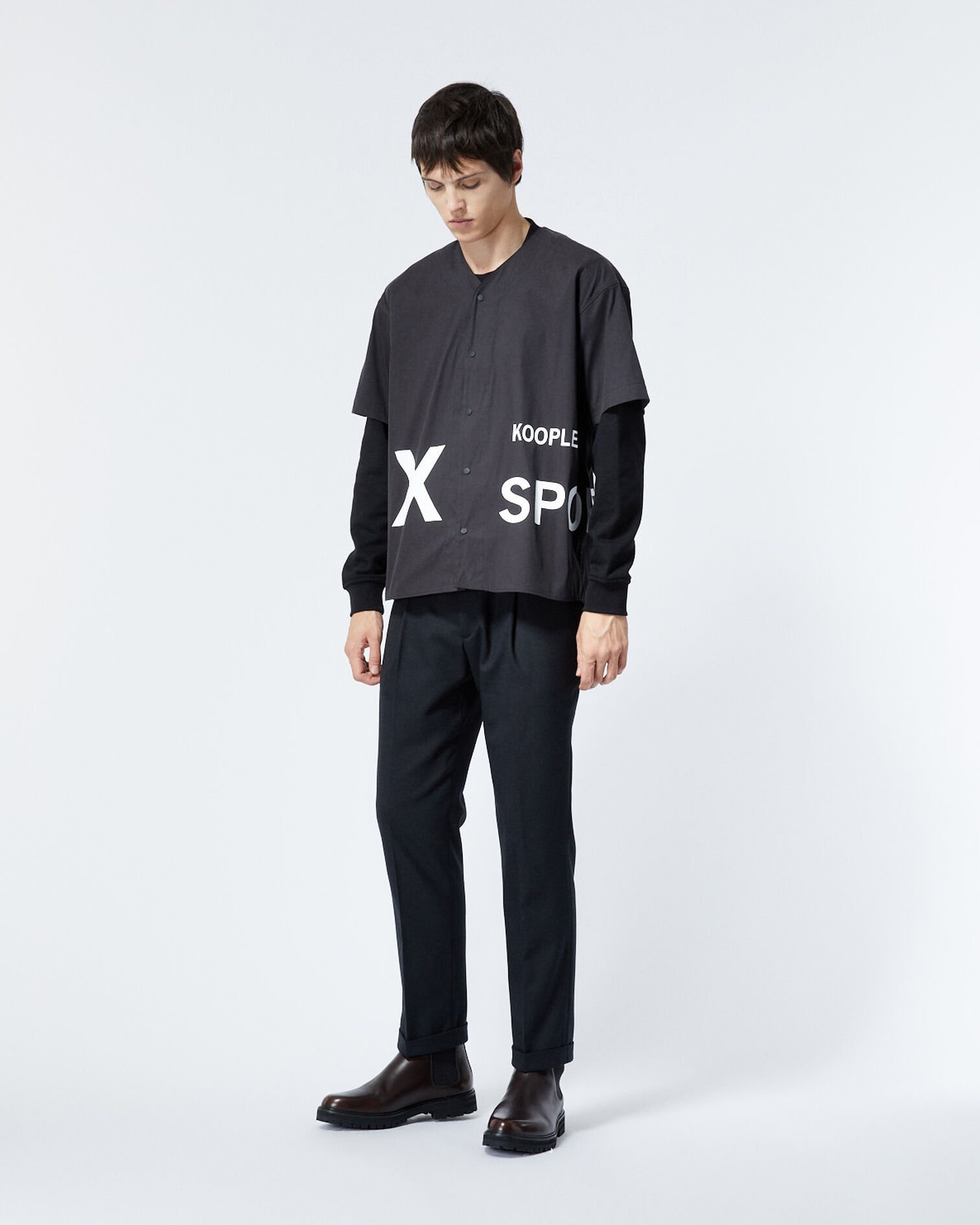 Schwarzes Kurzarm-Hemd mit Logo, BLACK, hi-res image number null