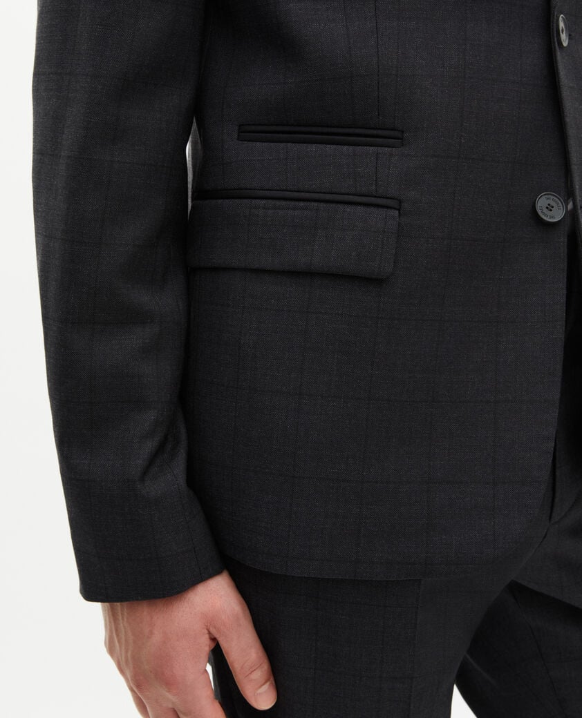The Kooples HERREN BLACK schwarze karierte anzugjacke aus wolle