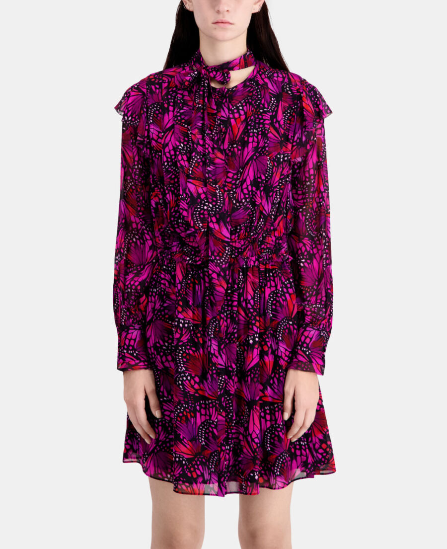 The Kooples F PINK short printed dress with ruffles