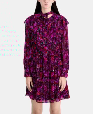 The Kooples F PINK short printed dress with ruffles