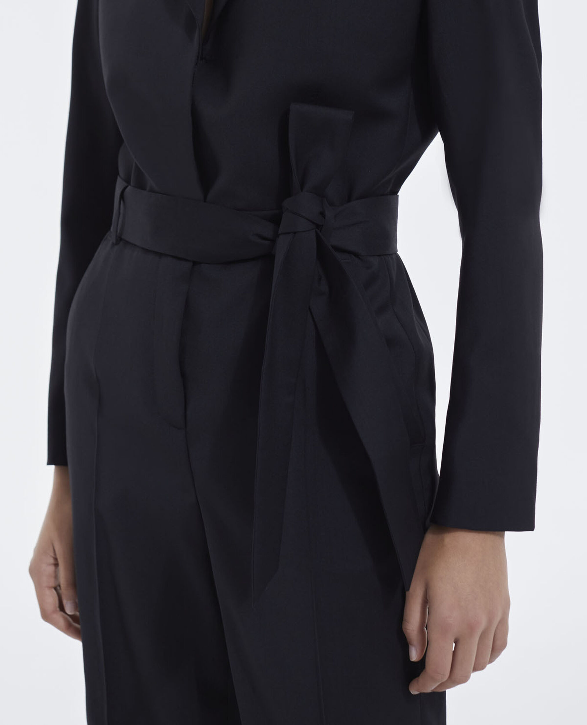 Tailored-cut black wool jumpsuit, BLACK, hi-res image number null