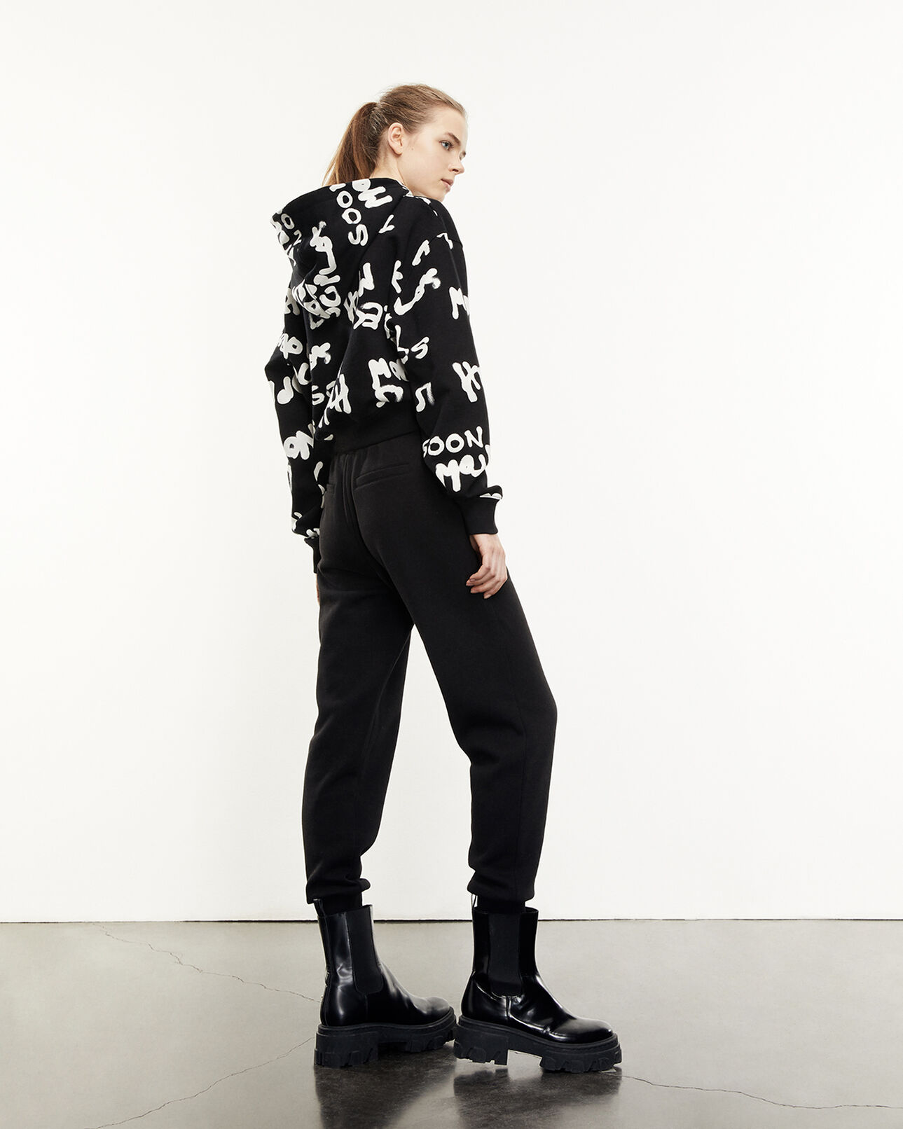 The Kooples FEMME BLACK jogging noir à logo imprimé