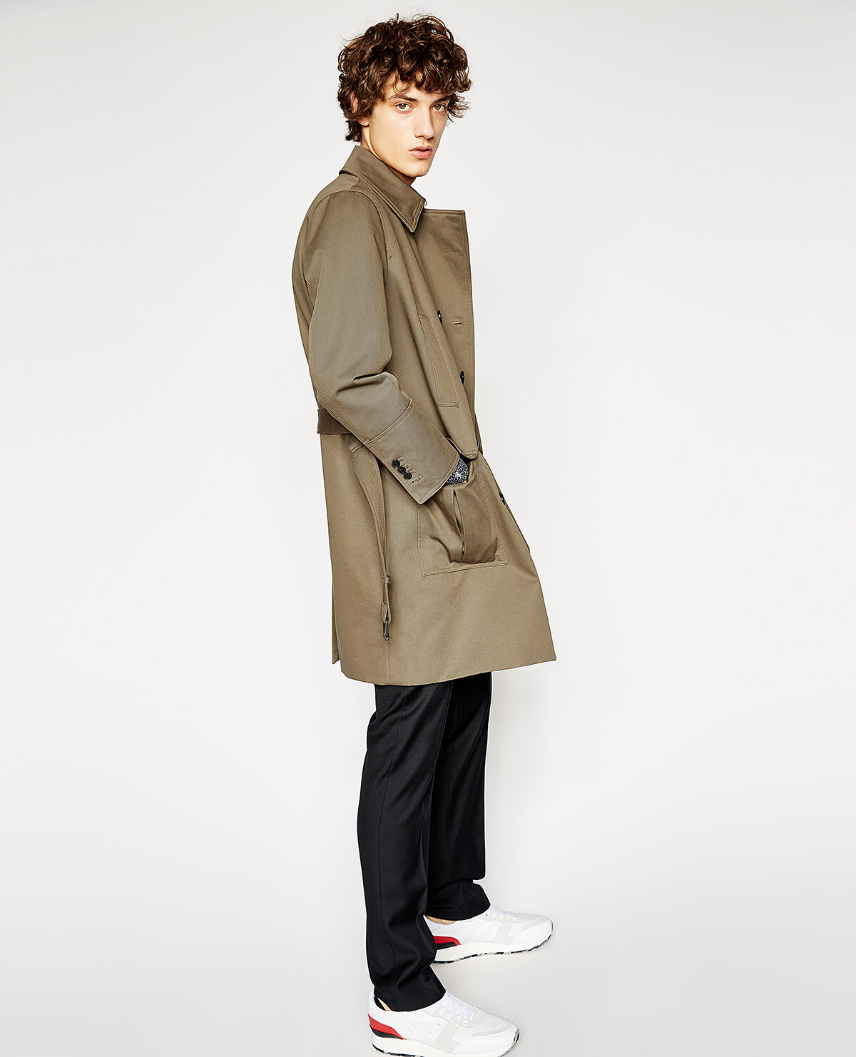 Camel double breasted trench coat The Kooples US