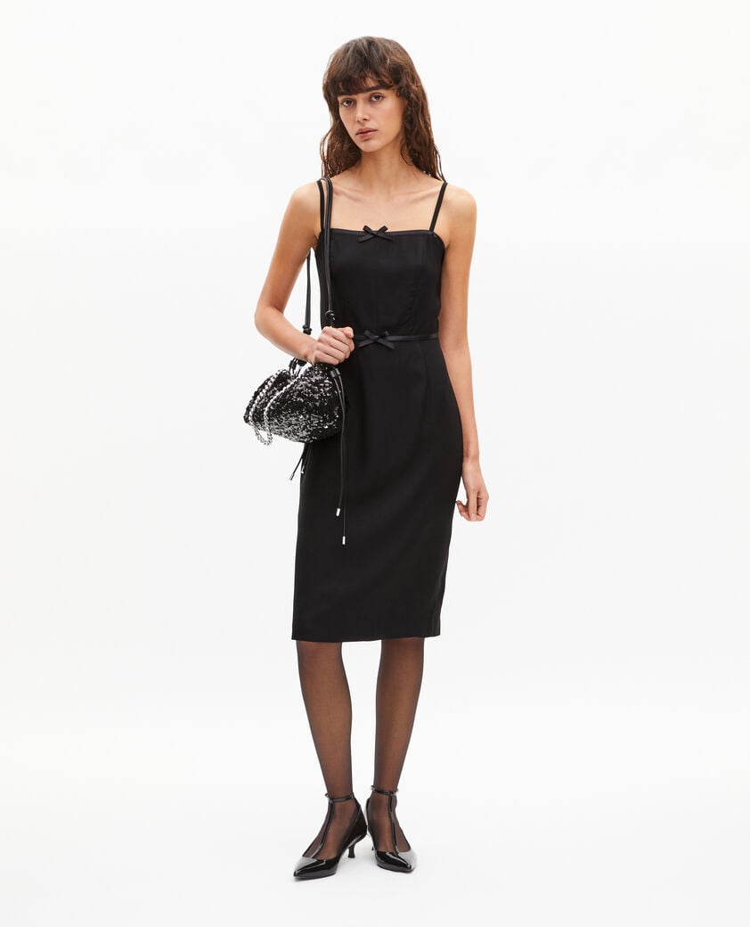 The Kooples WOMEN BLACK short dress with black bow detail