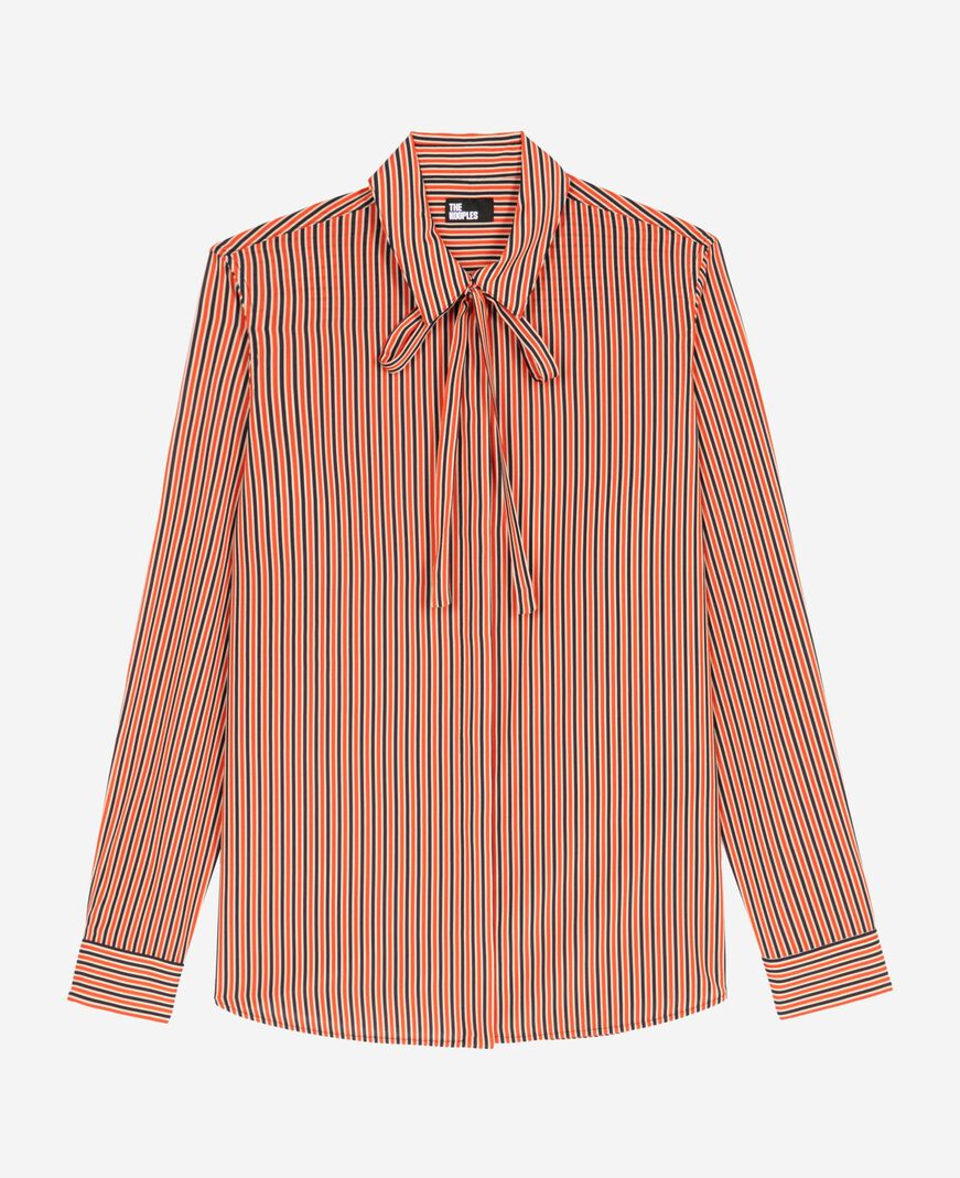 The Kooples F DARK NAVY / FIRE RED red and blue striped shirt
