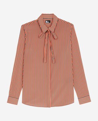 The Kooples F DARK NAVY / FIRE RED red and blue striped shirt