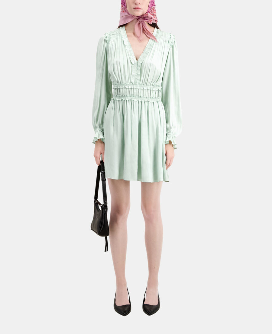 robe courte bleue avec fronces