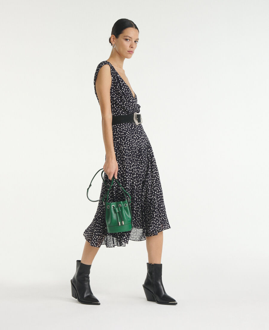 Navy blue wrap dress with polka dots The Kooples