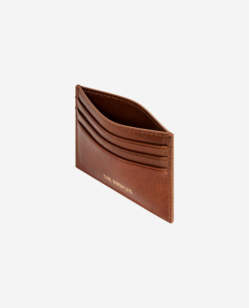 The Kooples WOMEN BROWN amelia brown leather card case