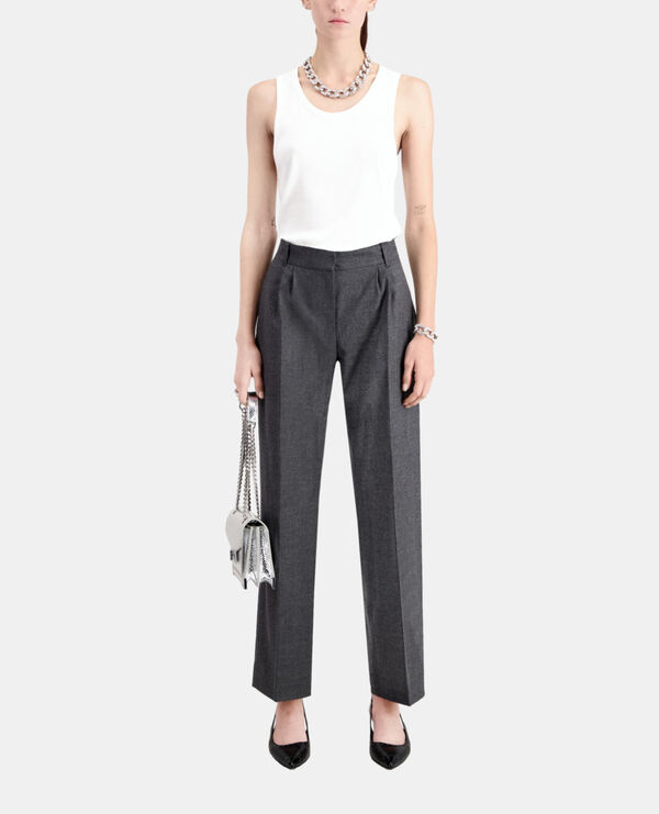 pantalón pinzas gris franela