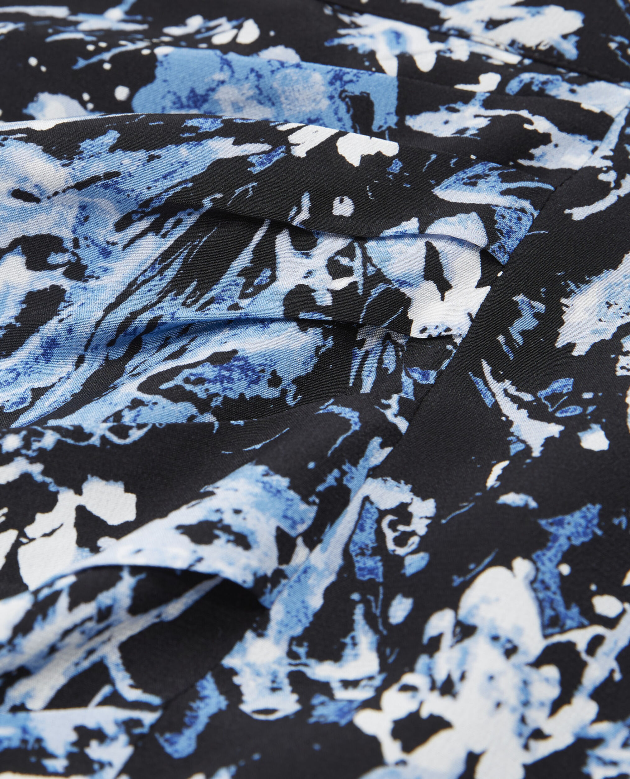Short silk printed wrap skirt, BLUE WHITE, hi-res image number null