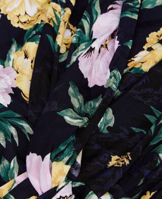 The Kooples FEMME LIGHT PINK / DARK NAVY robe courte fleurie avec drapé