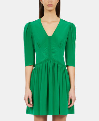 The Kooples WOMEN GREEN short green dress with shirring