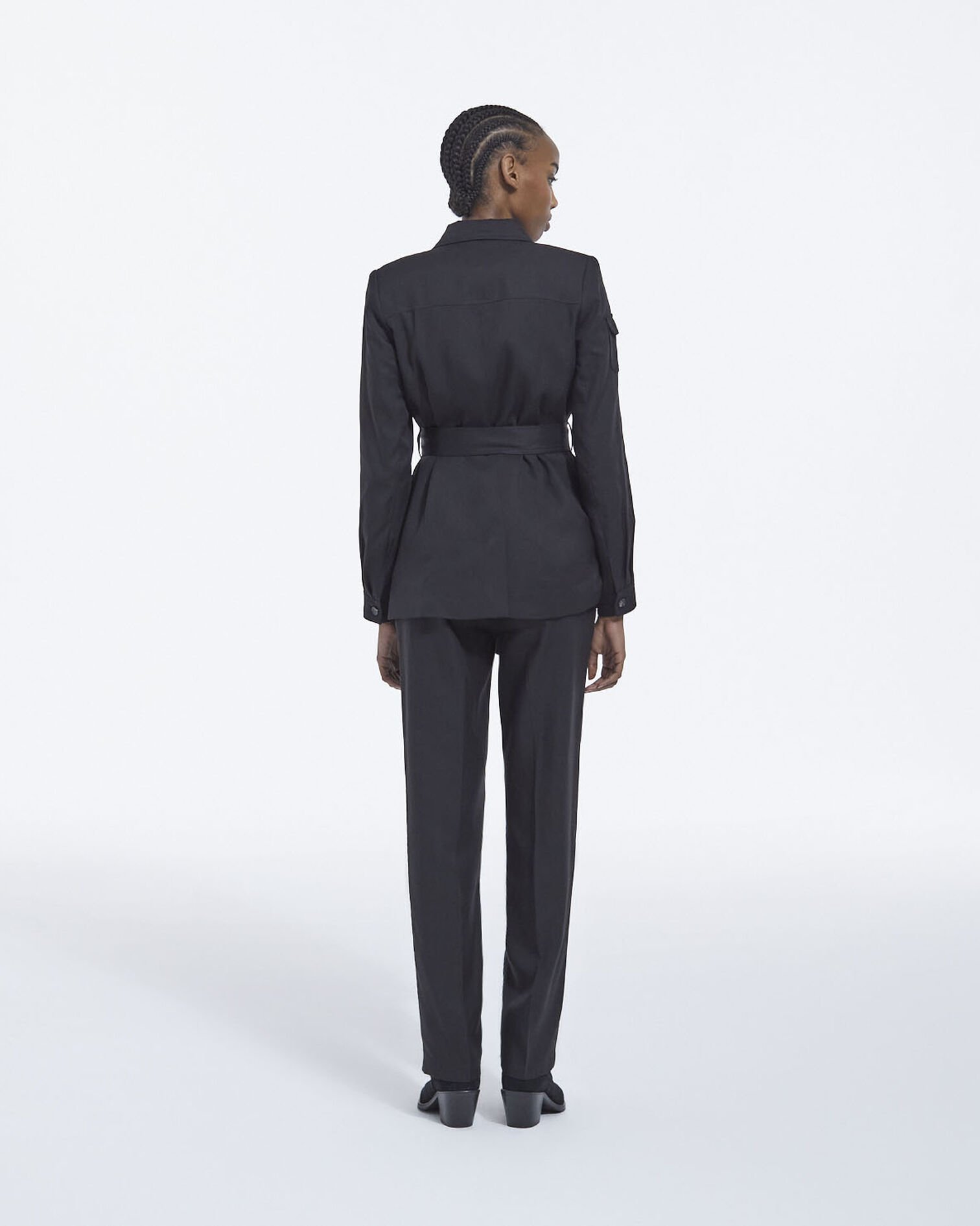 Flowing black tencel jacket with pockets, BLACK, hi-res image number null