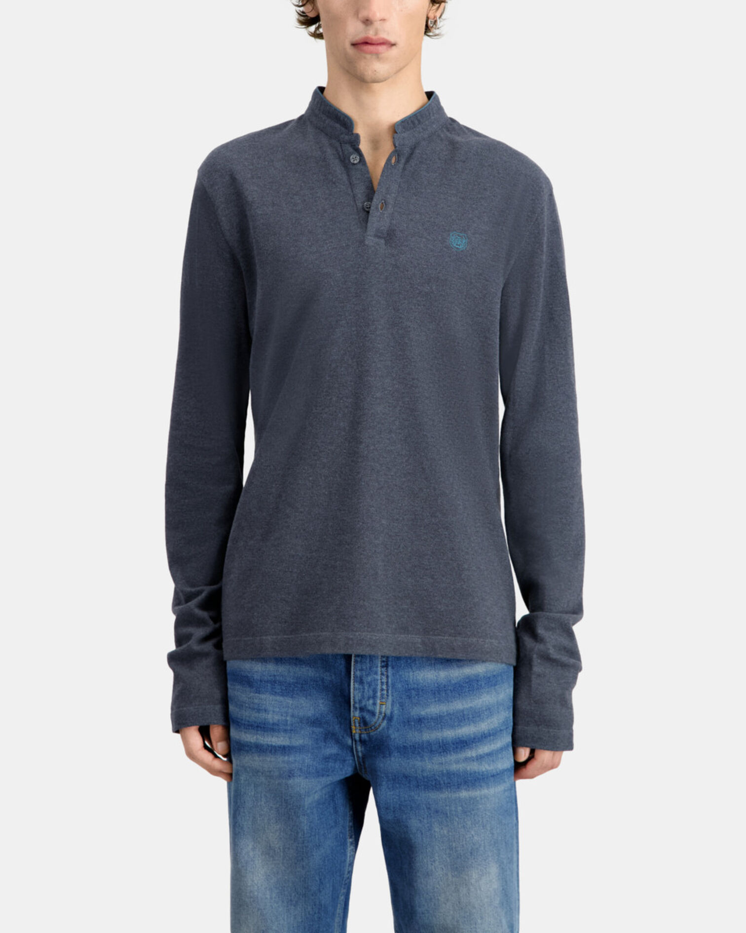 Polo gris en coton, GREY MELANGE, hi-res image number null