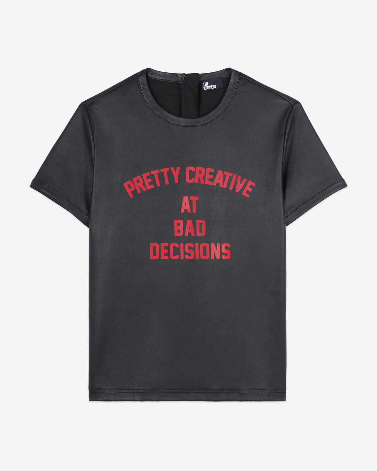 The Kooples WOMEN BLACK black leather pretty creative serigraphy t-shirt