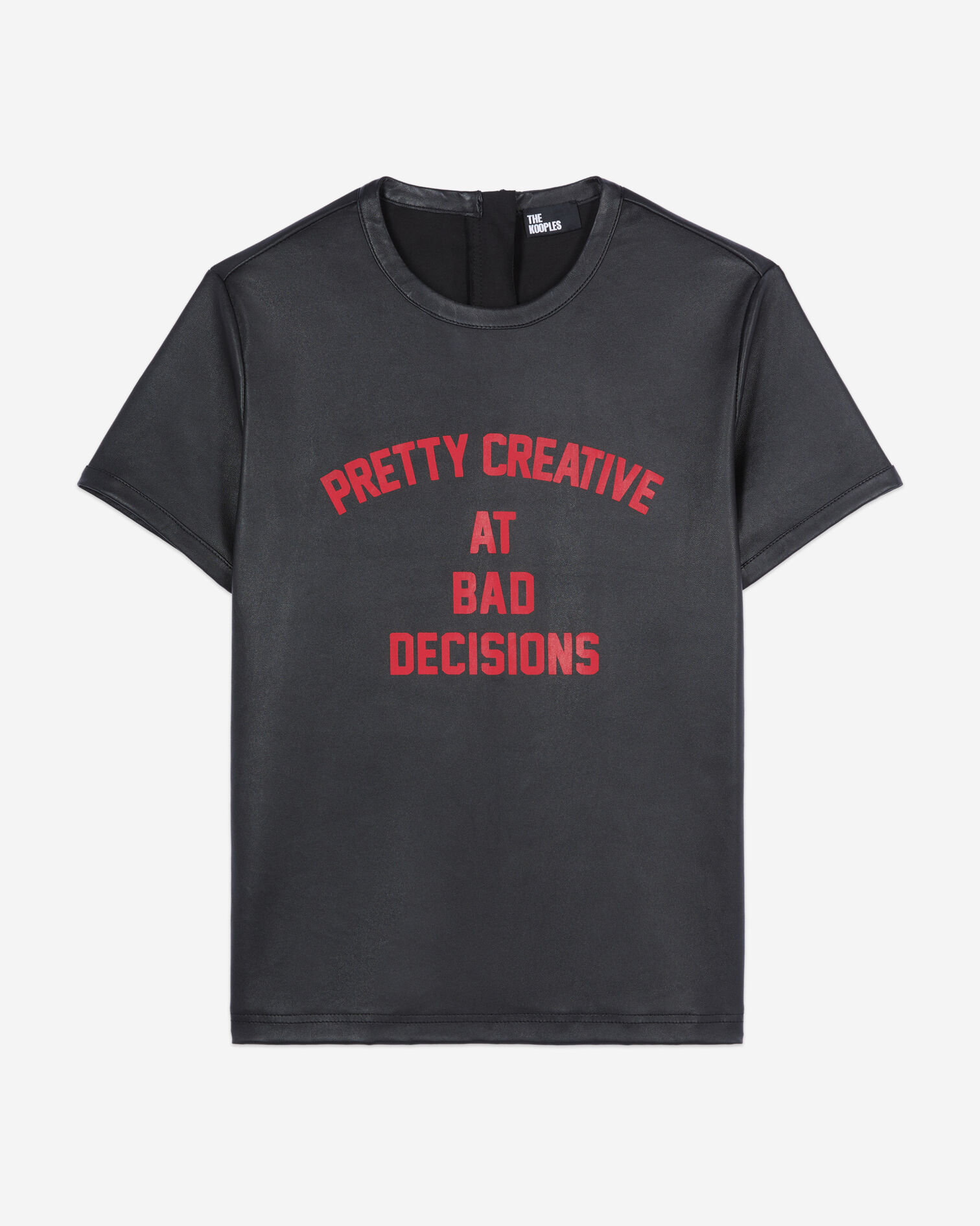 Black leather Pretty creative serigraphy t-shirt, BLACK, hi-res image number null