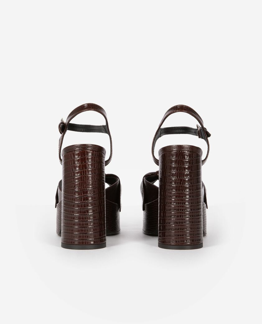 The Kooples FEMME BROWN sandales &agrave; talons en cuir marron