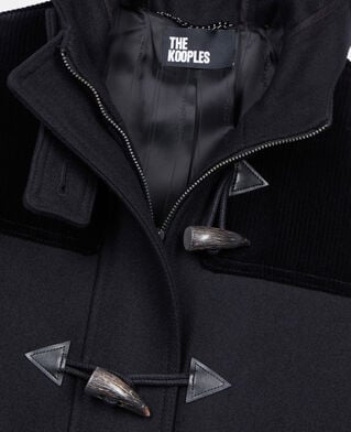 The Kooples F BLACK black hooded pea coat