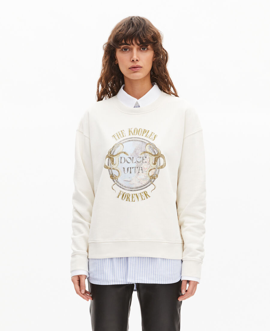 The Kooples F LIGHT BEIGE sweatshirt with beige screen print