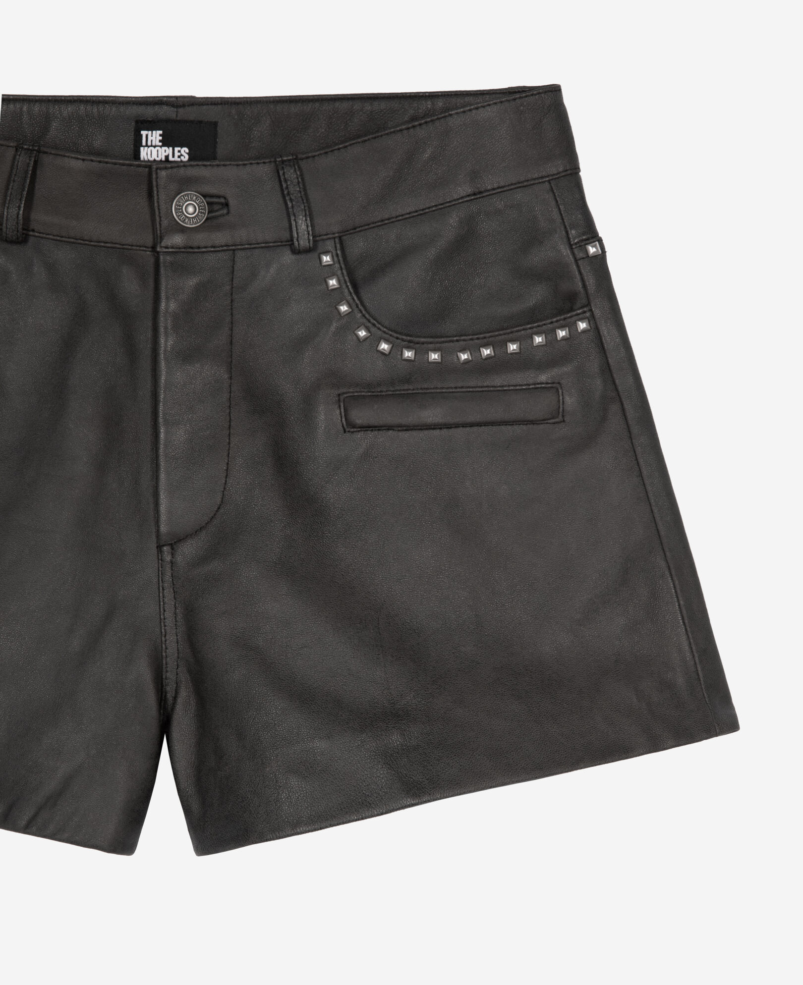 The Kooples MUJER BLACK STONE short piel negro