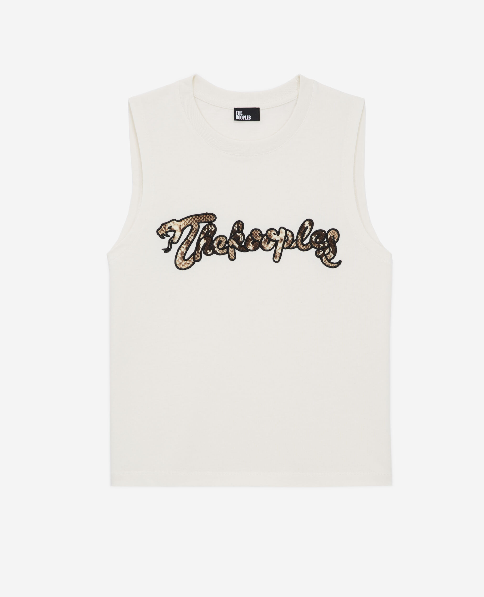 Women's white t-shirt with snake logo print, ECRU, hi-res image number null