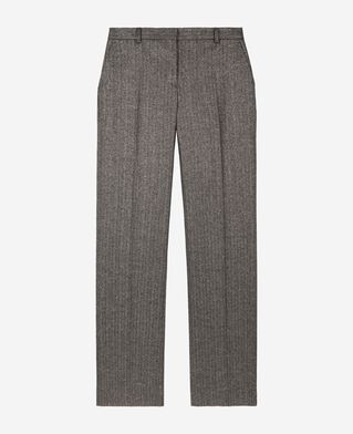 The Kooples F BLACK gold and black lurex herringbone straight-leg pants