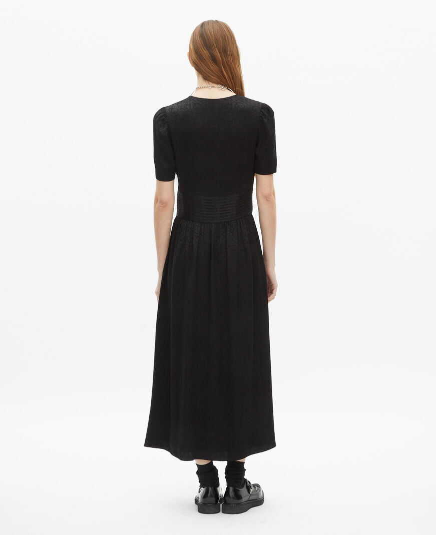 The Kooples FEMME BLACK robe longue en jacquard noire