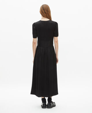 The Kooples FEMME BLACK robe longue en jacquard noire