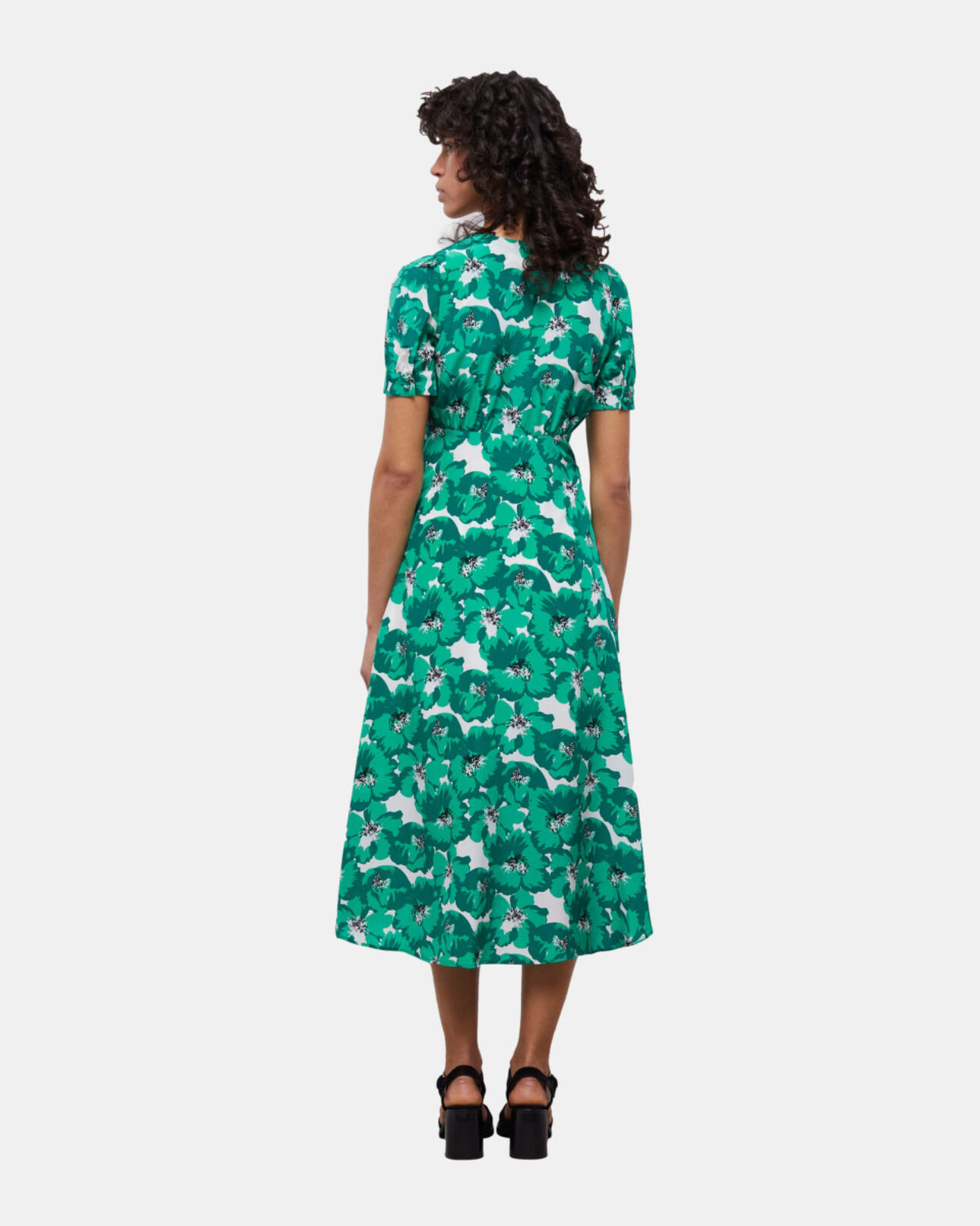 The Kooples DAMEN GREEN langes kleid mit print und knopfverschluss