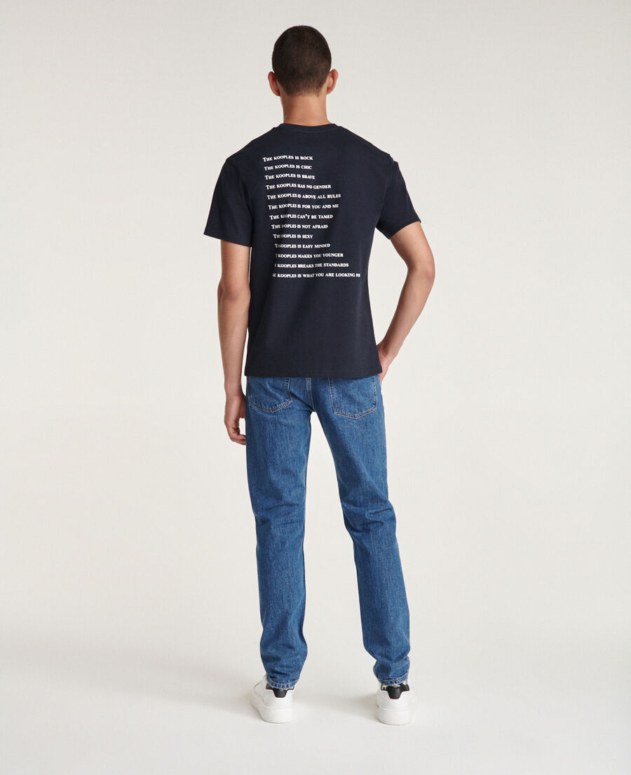 navy cotton t-shirt with print what is