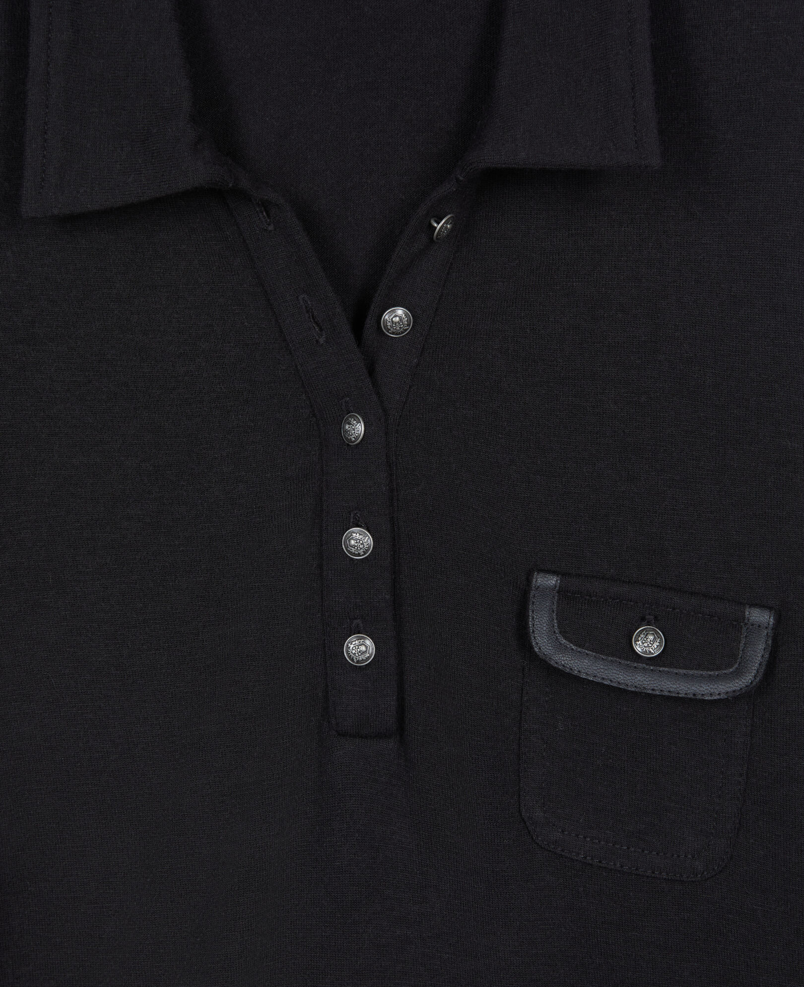 The Kooples FEMME BLACK polo manches longues noir