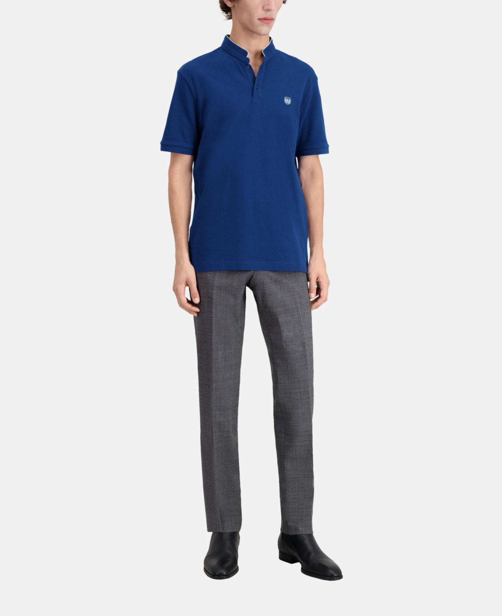 The Kooples MEN ROYAL BLUE - DARK NAVY navy blue cotton polo t-shirt