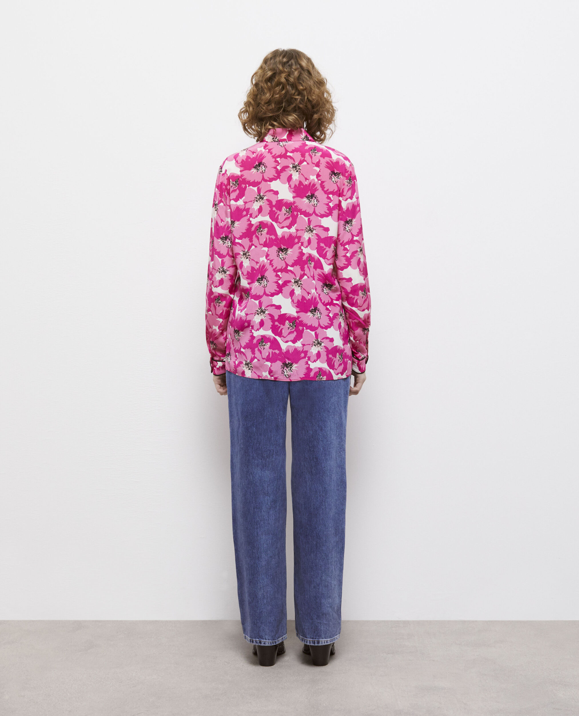 Silk printed shirt, PINK, hi-res image number null