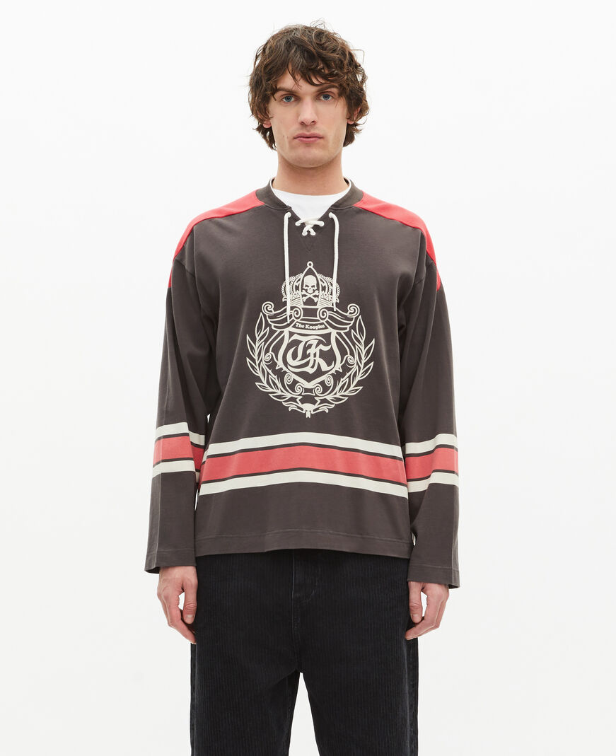 The Kooples HOMME BLACK WASHED sweatshirt avec blason noir