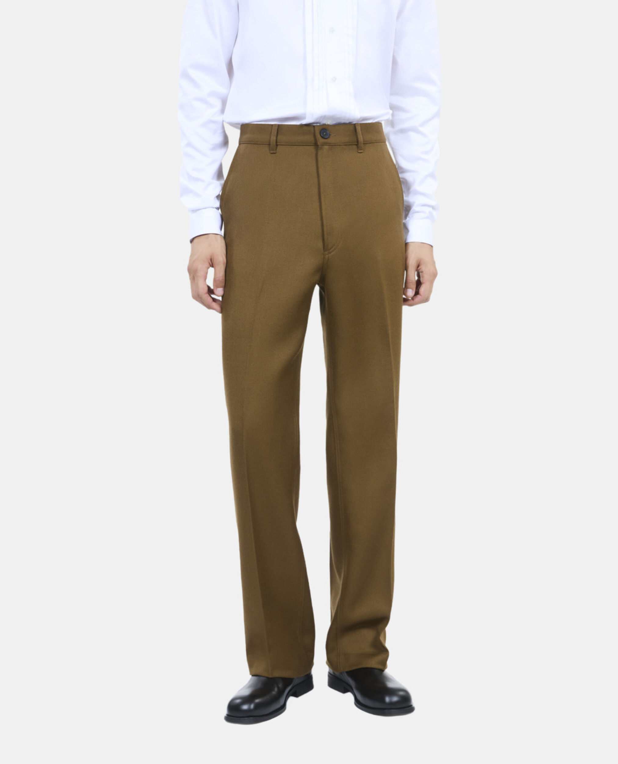 Khaki wool trousers, KAKI, hi-res image number null