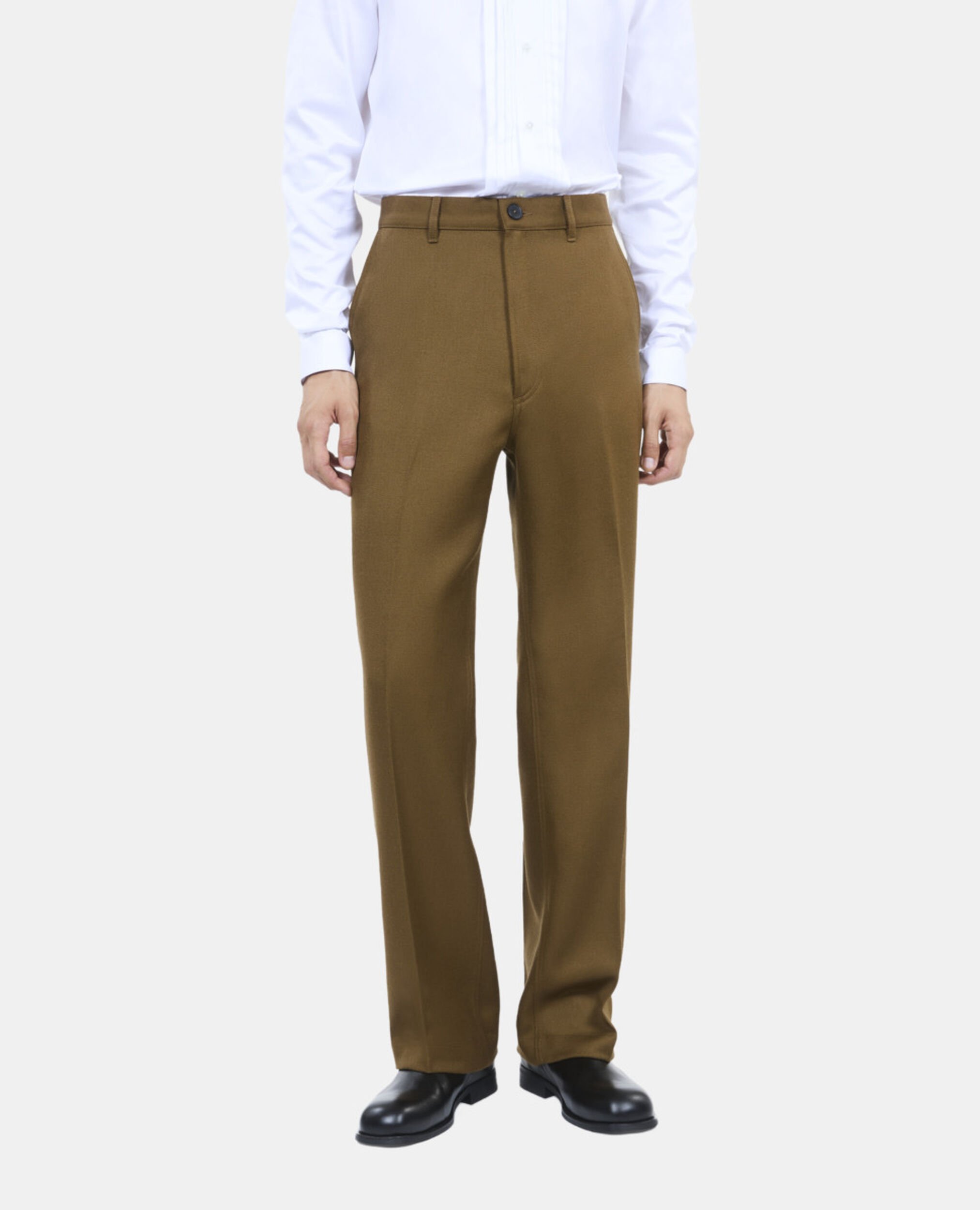 Khaki wool trousers, KAKI, hi-res image number null