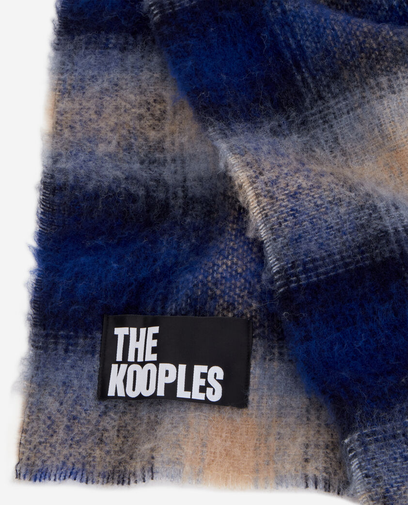 The Kooples WOMEN NAVY blue checked wool-blend scarf
