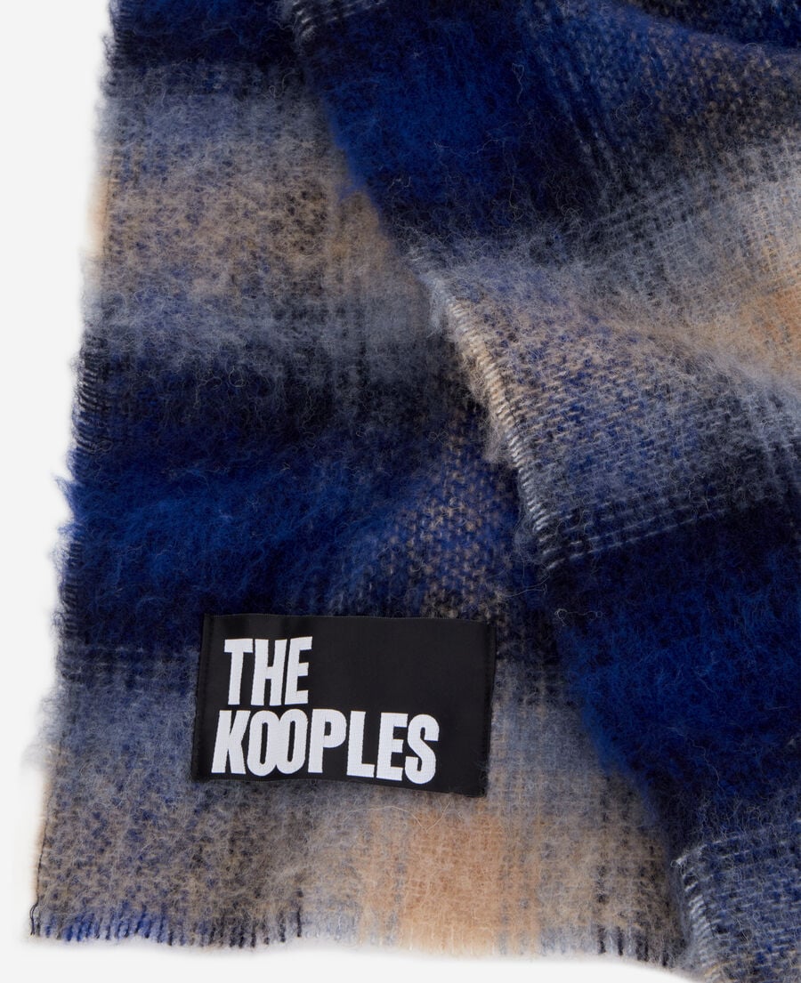 The Kooples FEMME NAVY echarpe bleue en mélange de laine à carreaux
