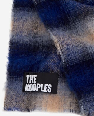 The Kooples FEMME NAVY echarpe bleue en mélange de laine à carreaux