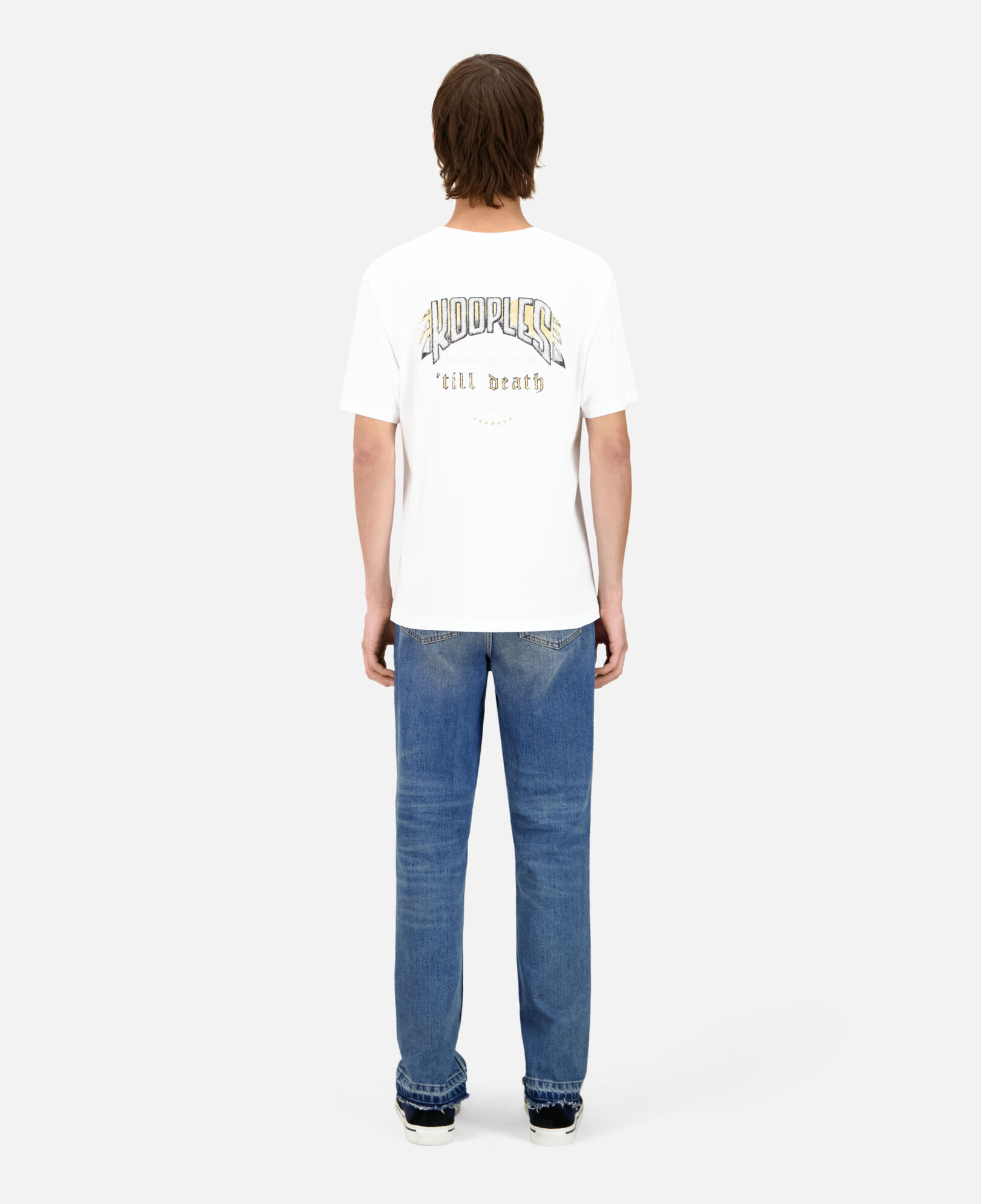 The Kooples MEN WHITE white t-shirt with skull butterfly serigraphy