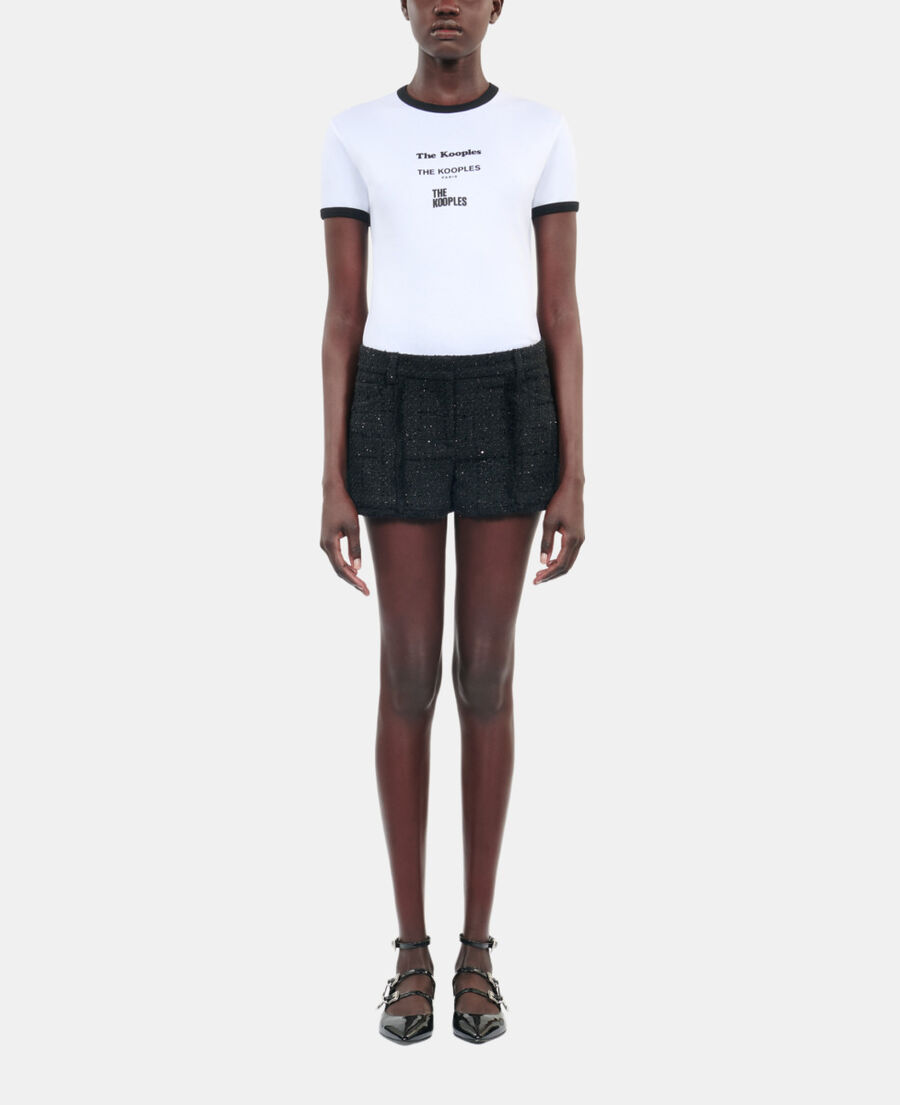 The Kooples FEMME BLACK short en tweed noir